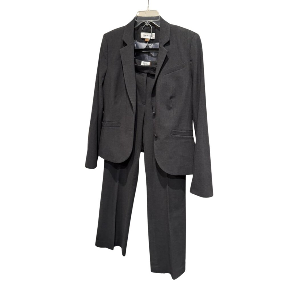 Calvin Klein Two Piece Charcoal Gray Suit - Jacket 12, Pants 12P